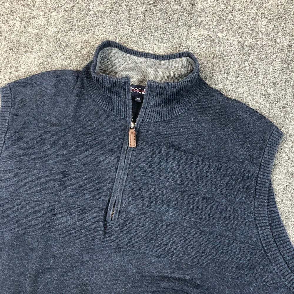 Roundtree‎ & Yorke Men 2XB Big & Tall Knit Quarter Zip Sleeveless Vest Sweater